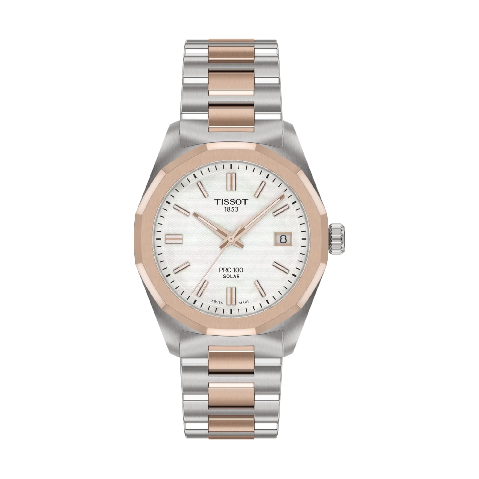 Orologio solo tempo Tissot a carica solare acciaio e pvd rosa MISURA UNICA