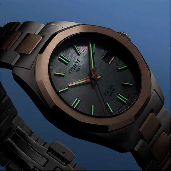 Orologio solo tempo Tissot a carica solare acciaio e pvd rosa MISURA UNICA