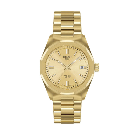 Orologio solo tempo Tissot a energia solare acciaio dorato MISURA UNICA