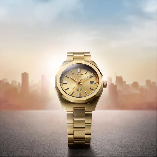 Orologio solo tempo Tissot a energia solare acciaio dorato MISURA UNICA