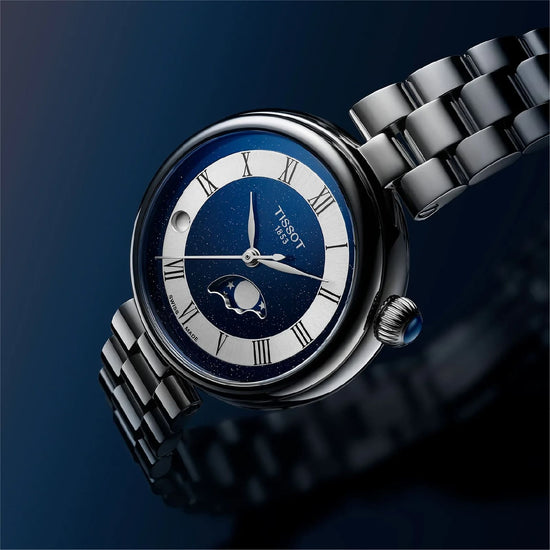 Orologio solo tempo Tissot Desir Moonphase in acciaio e blu MISURA UNICA