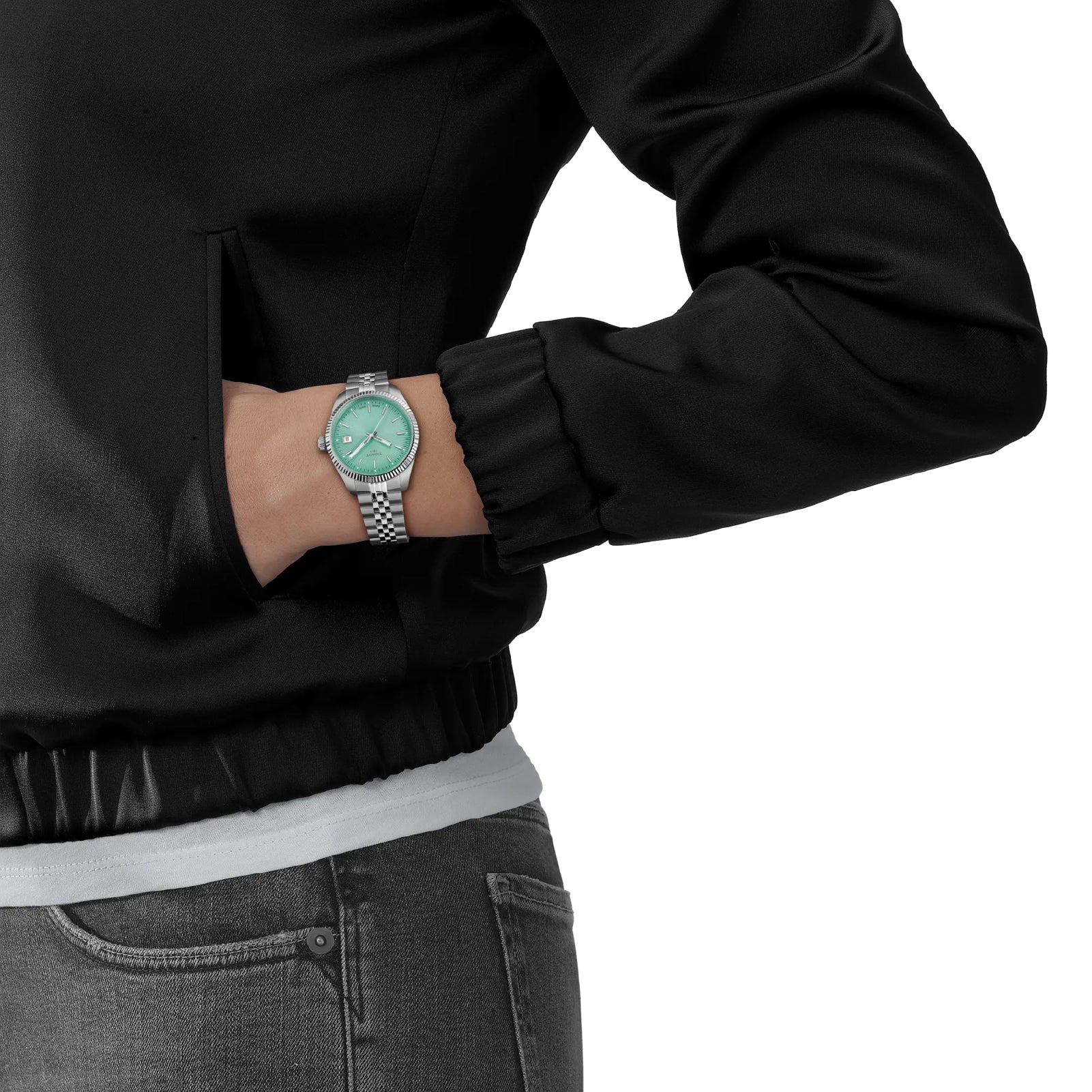 Orologio solo tempo Tissot in acciaio quadrante verde menta MISURA UNICA