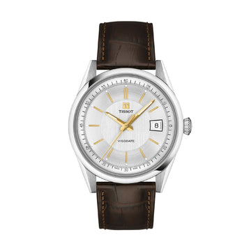 Orologio Tissot Visodate in acciaio cinturino marrone 39mm MISURA UNICA