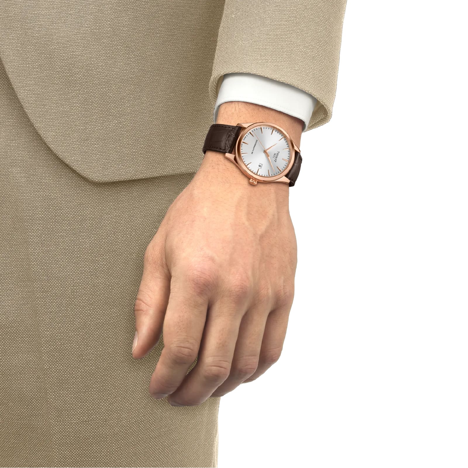Orologio solo tempo Tissot Classic Dream acciaio rosé e pelle MISURA UNICA