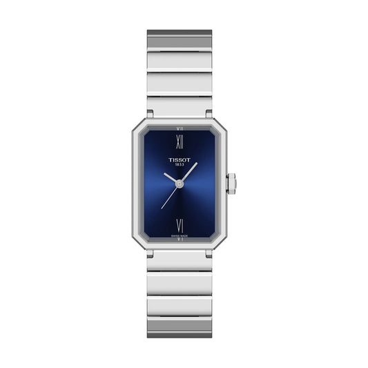 Orologio solo tempo Tissot acciaio quadrante rettangolare blu MISURA UNICA