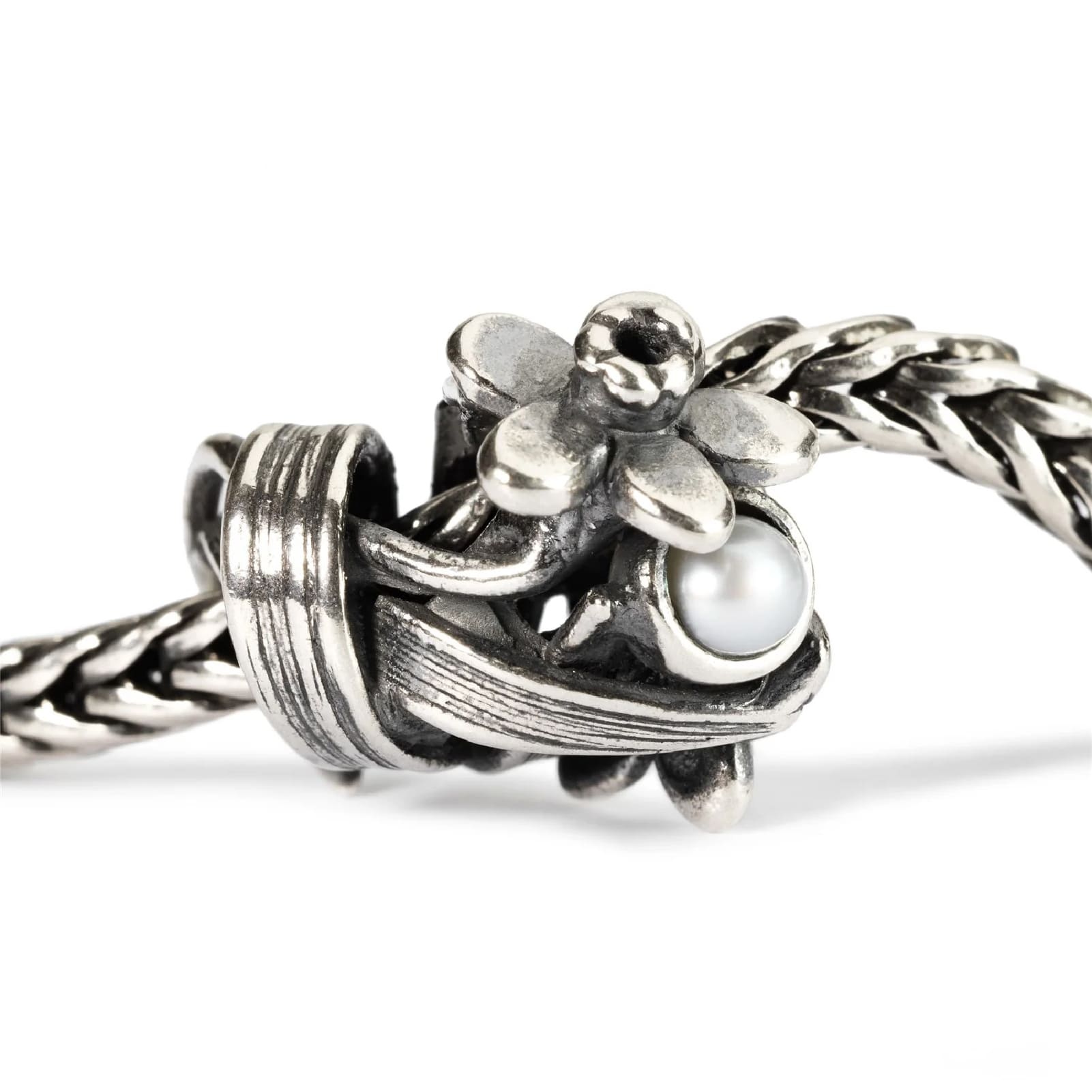 Beads da donna Trollbeads argento giunchiglia con perla MISURA UNICA
