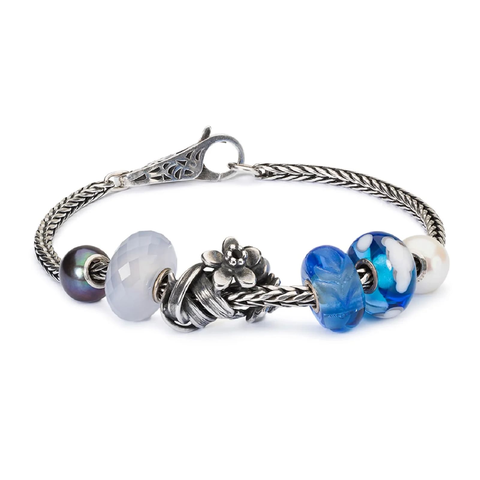 Beads da donna Trollbeads argento giunchiglia con perla MISURA UNICA