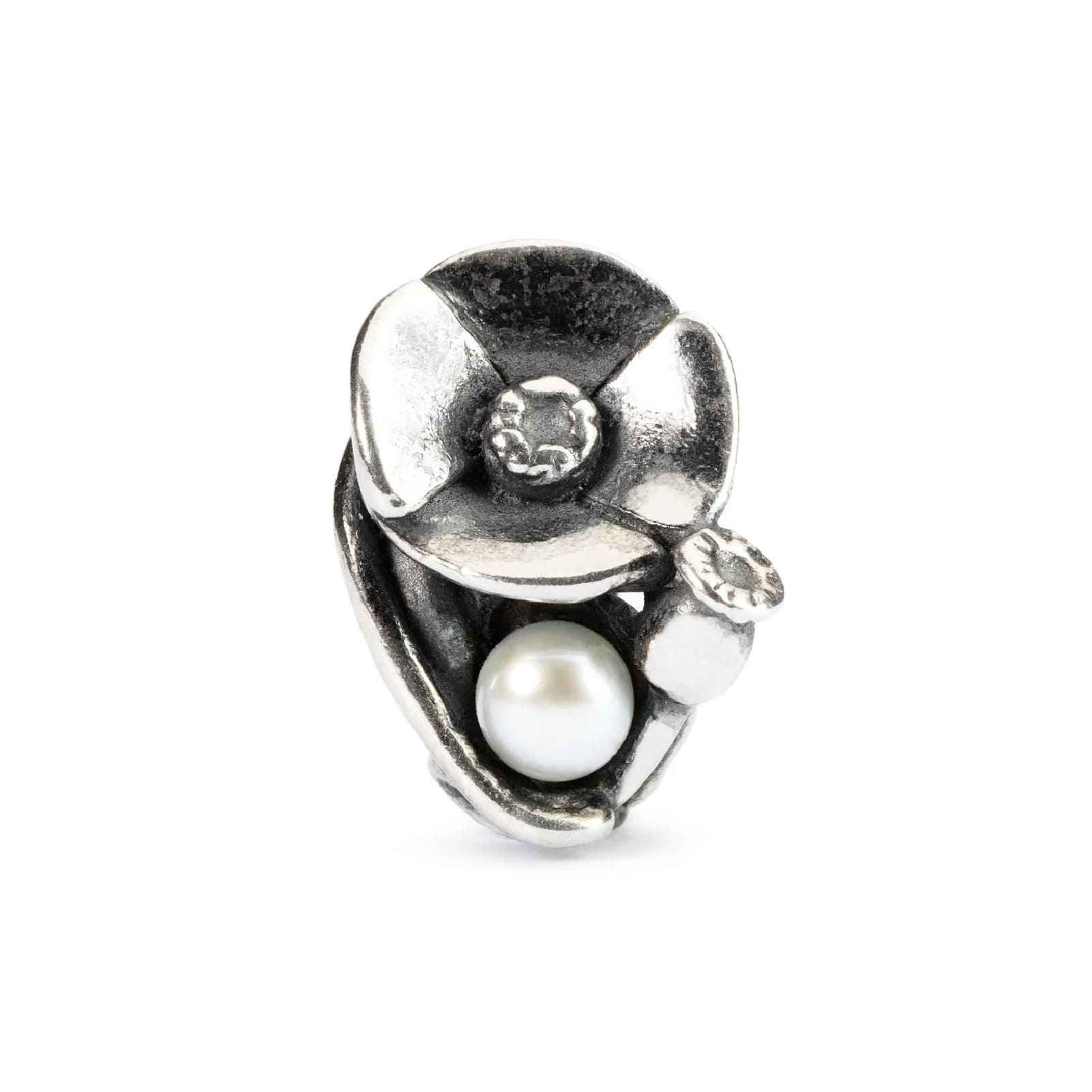 Beads da donna Trollbeads in argento papavero con perla MISURA UNICA