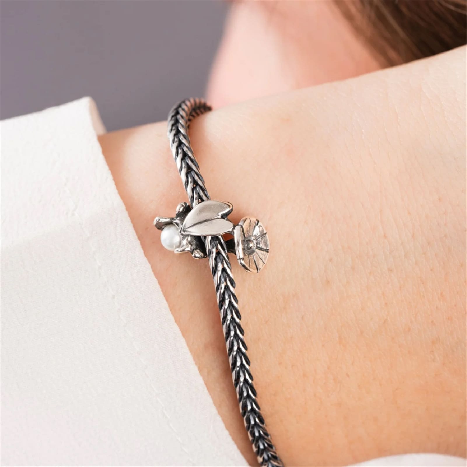 Beads da donna Trollbeads argento convolvolo con perla MISURA UNICA