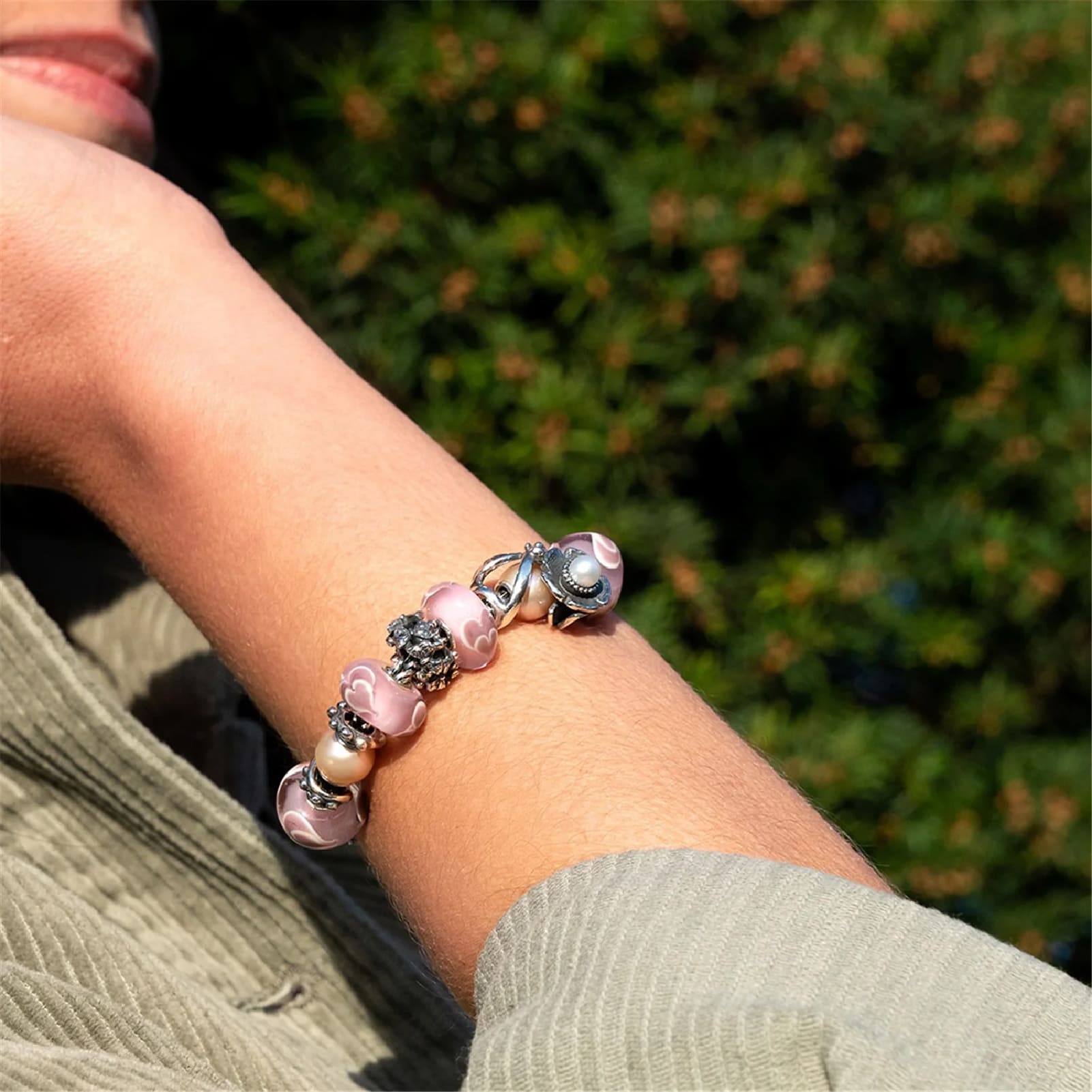 Beads da donna Trollbeads in argento con perla rosa MISURA UNICA