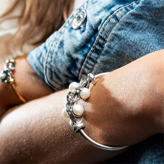 Beads da donna Trollbeads in argento con perle e fiori MISURA UNICA