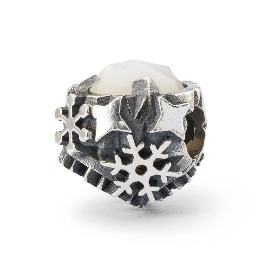 Beads Trollbeads in argento con fiocchi neve e perla MISURA UNICA