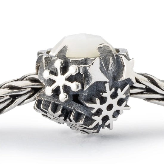 Beads Trollbeads in argento con fiocchi neve e perla MISURA UNICA