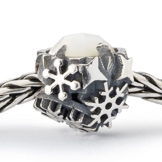 Beads Trollbeads in argento con fiocchi neve e perla MISURA UNICA