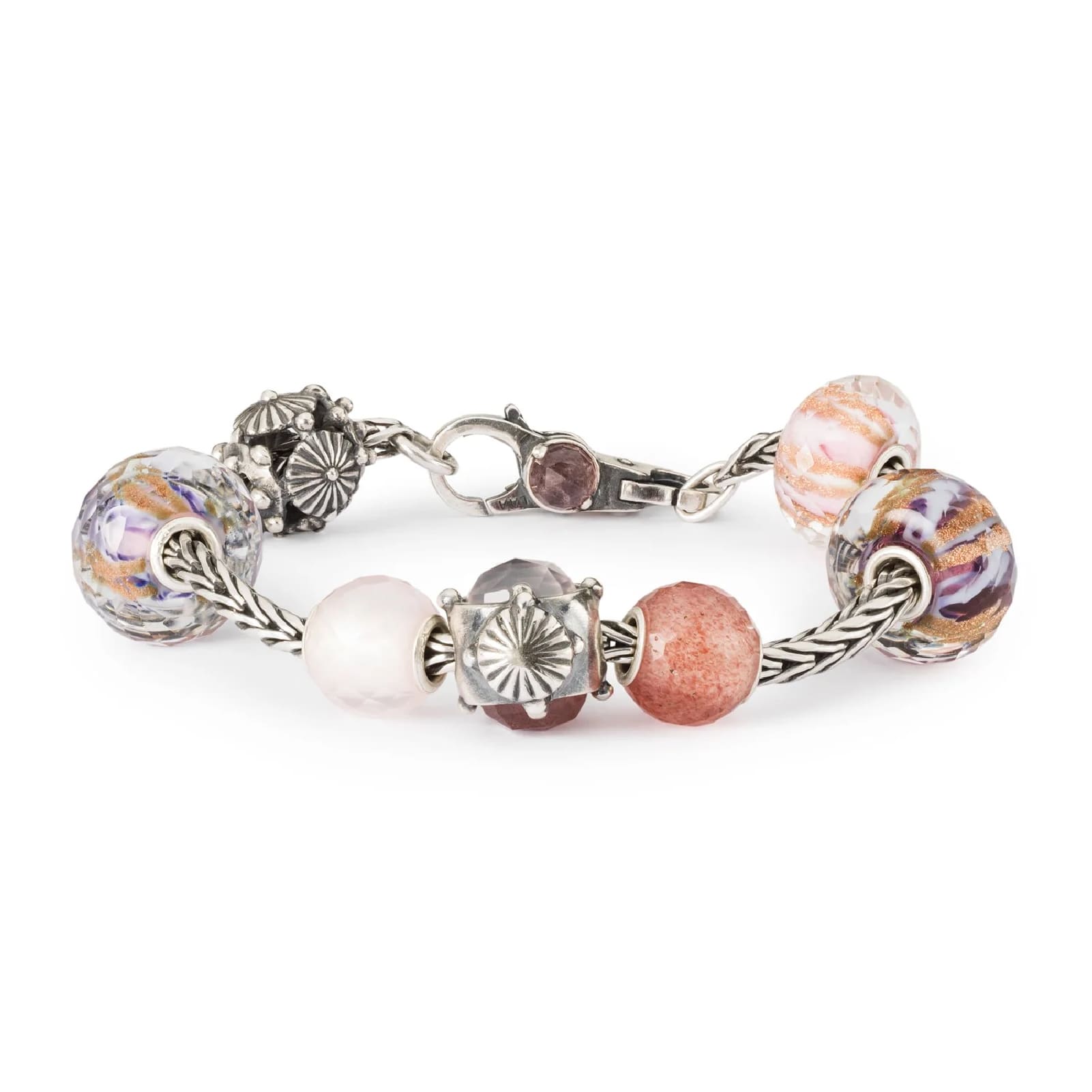 Beads da donna Trollbeads in argento con quarzo fragola MISURA UNICA