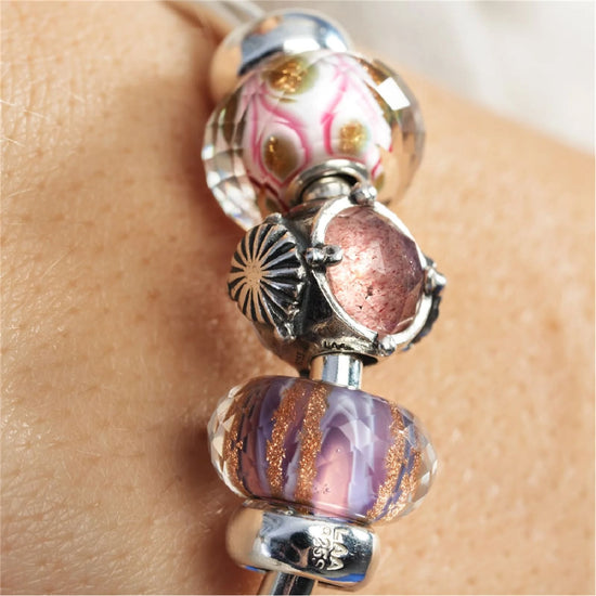 Beads da donna Trollbeads in argento con quarzo fragola MISURA UNICA