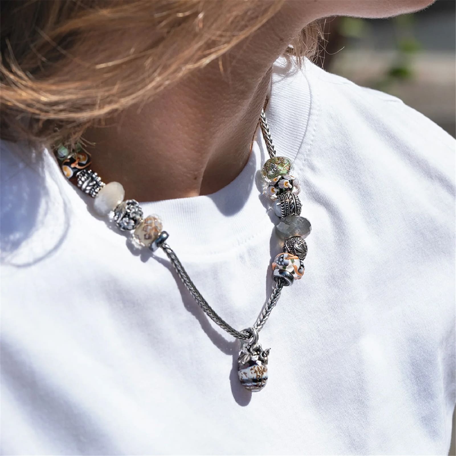 Beads da donna Trollbeads in argento con pietra di luna MISURA UNICA