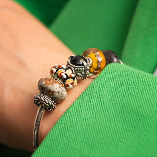 Beads da donna Trollbeads in argento con pietra nera MISURA UNICA