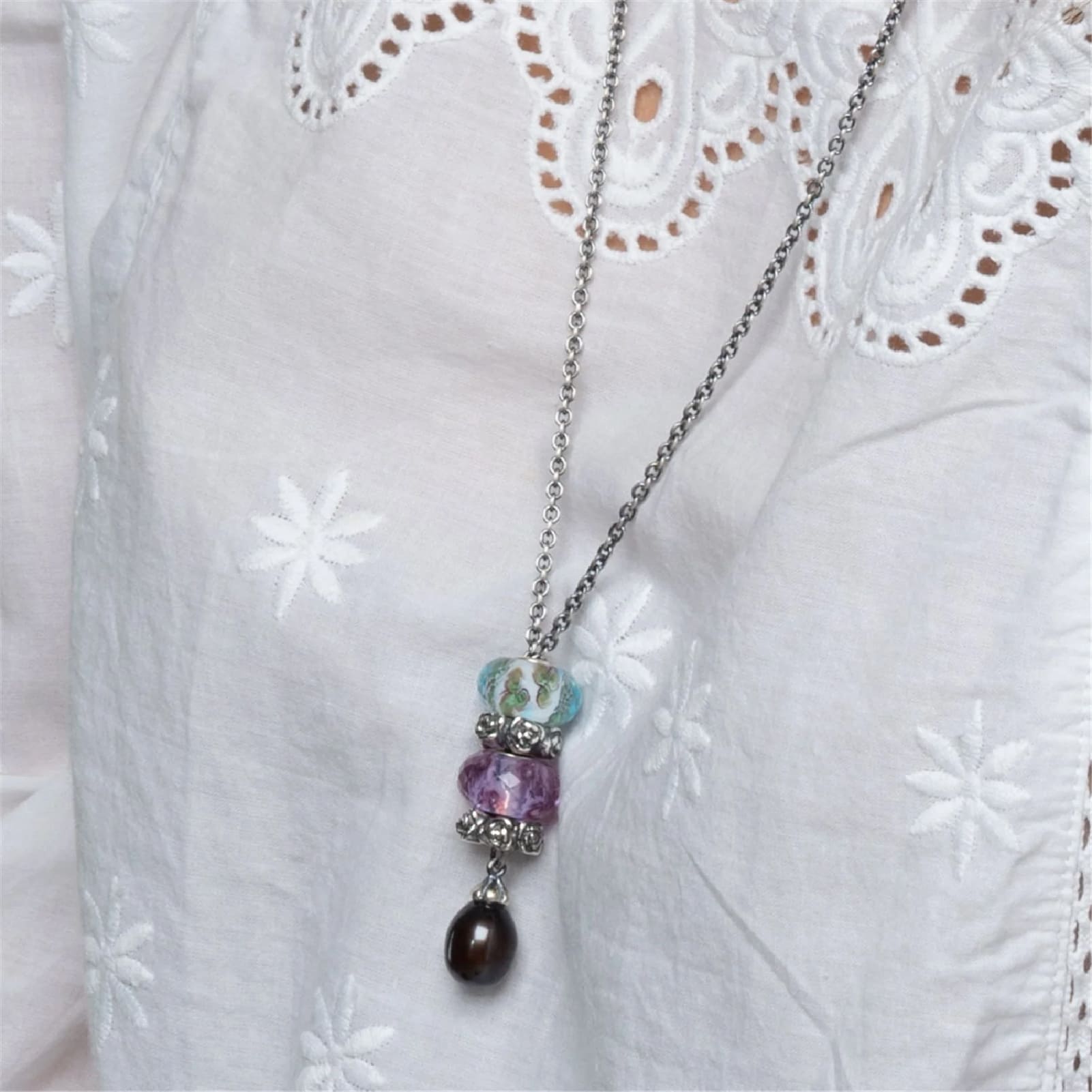Stop Trollbeads in argento con roselline e gommino MISURA UNICA