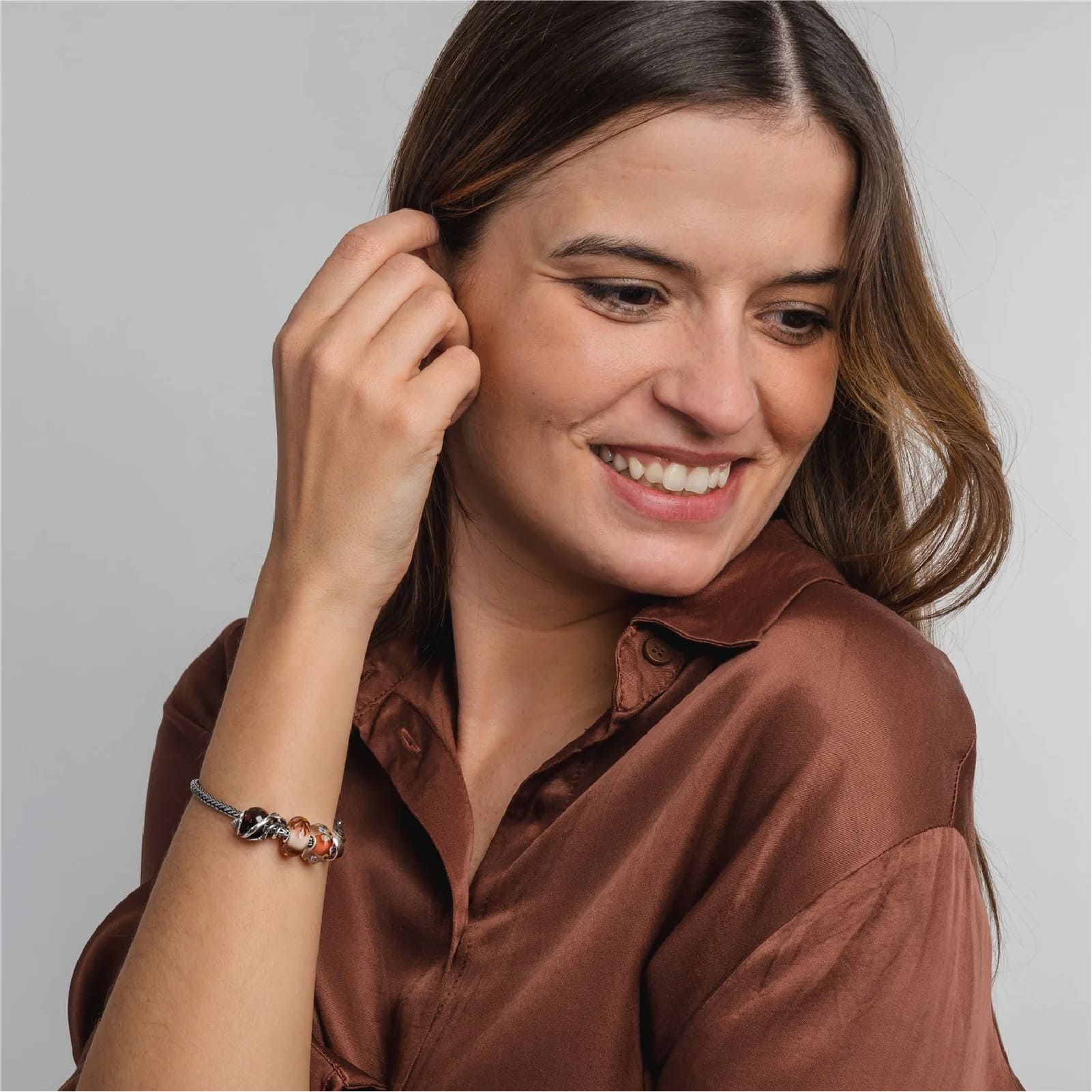 Beads da donna Trollbeads in argento a forma di foglie MISURA UNICA