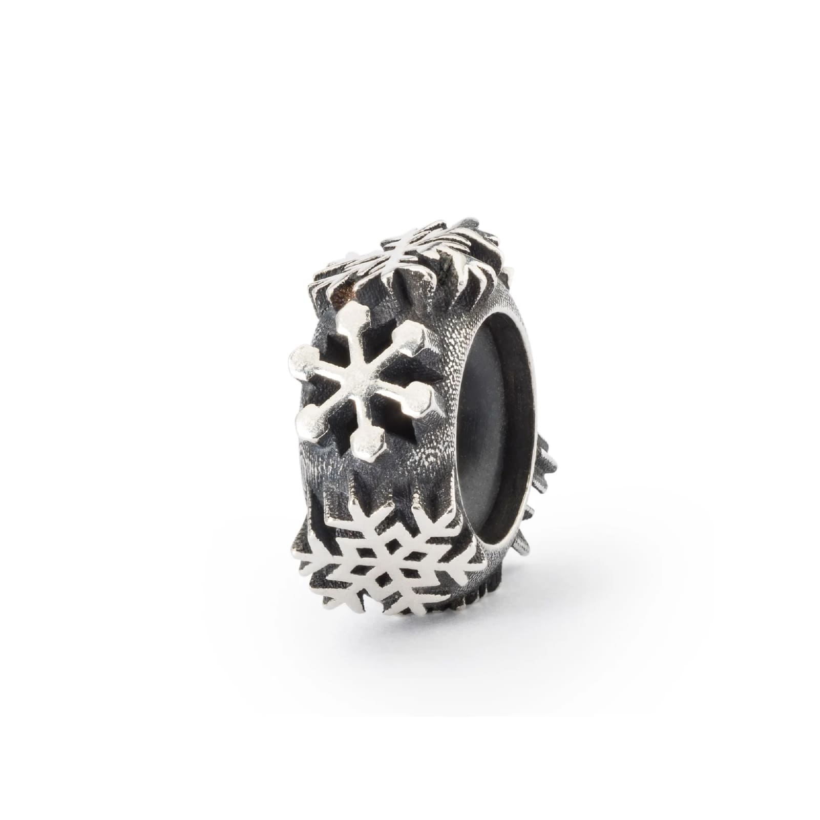 Stop Trollbeads in argento con fiocchi di neve e gommino MISURA UNICA
