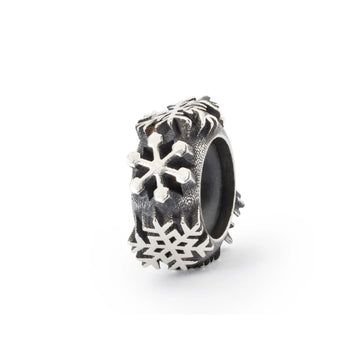 Stop Trollbeads in argento con fiocchi di neve e gommino MISURA UNICA