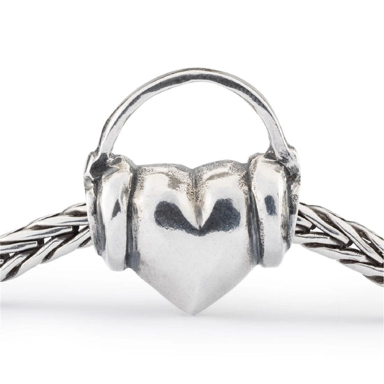 Beads da donna Trollbeads in argento con cuore e cuffie MISURA UNICA