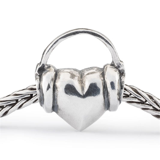Beads da donna Trollbeads in argento con cuore e cuffie MISURA UNICA