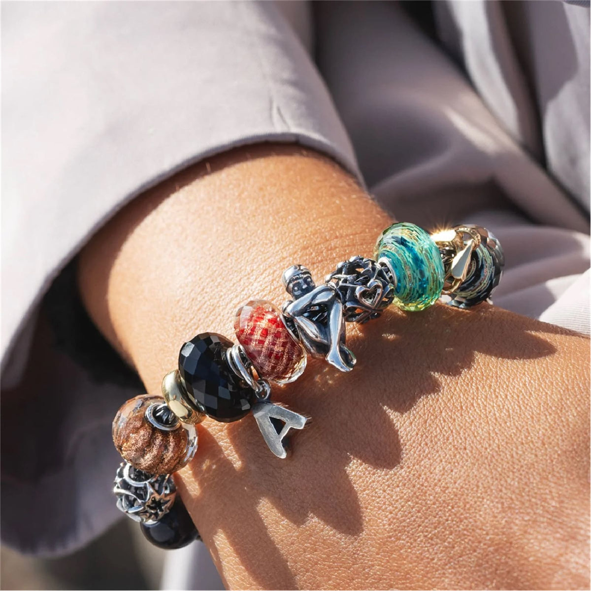 Beads da donna Trollbeads in argento con iniziale A MISURA UNICA