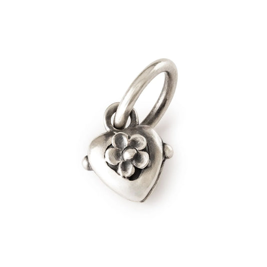 Beads donna Trollbeads argento a forma di cuore con fiore MISURA UNICA