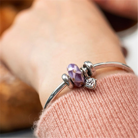 Beads donna Trollbeads argento a forma di cuore con fiore MISURA UNICA