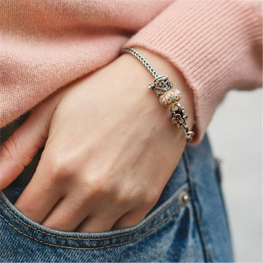 Bracciale Trollbeads in argento con due beads e chiusura 17 cm