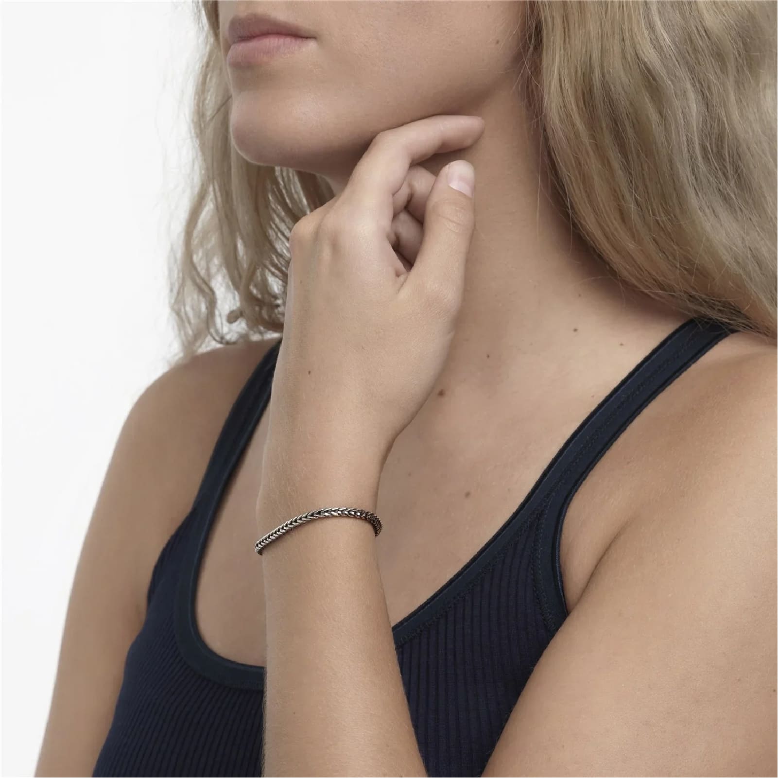 Bracciale Trollbeads in argento con catena coda di volpe 14 cm