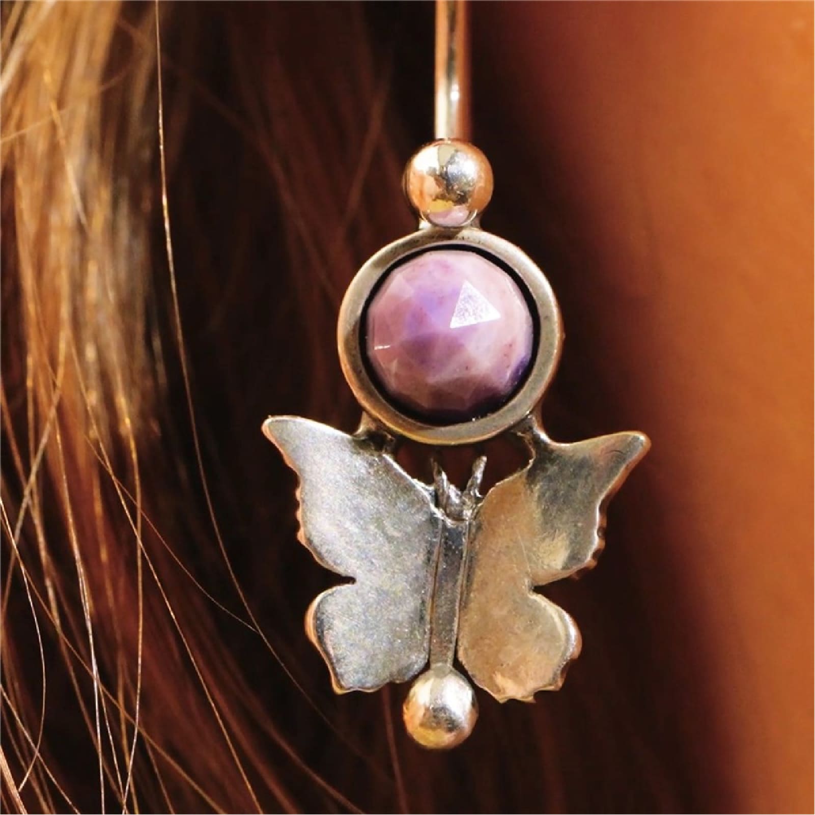 Orecchini Trollbeads Carezza di Farfalla in argento e pendente MISURA UNICA