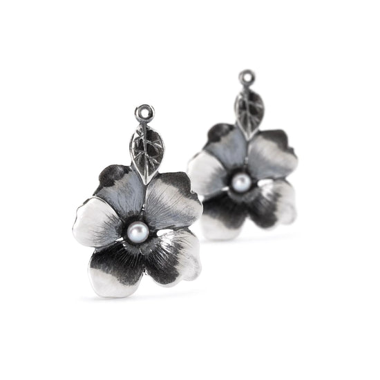 Beads per orecchini Trollbeads in argento con fiori e perle MISURA UNICA