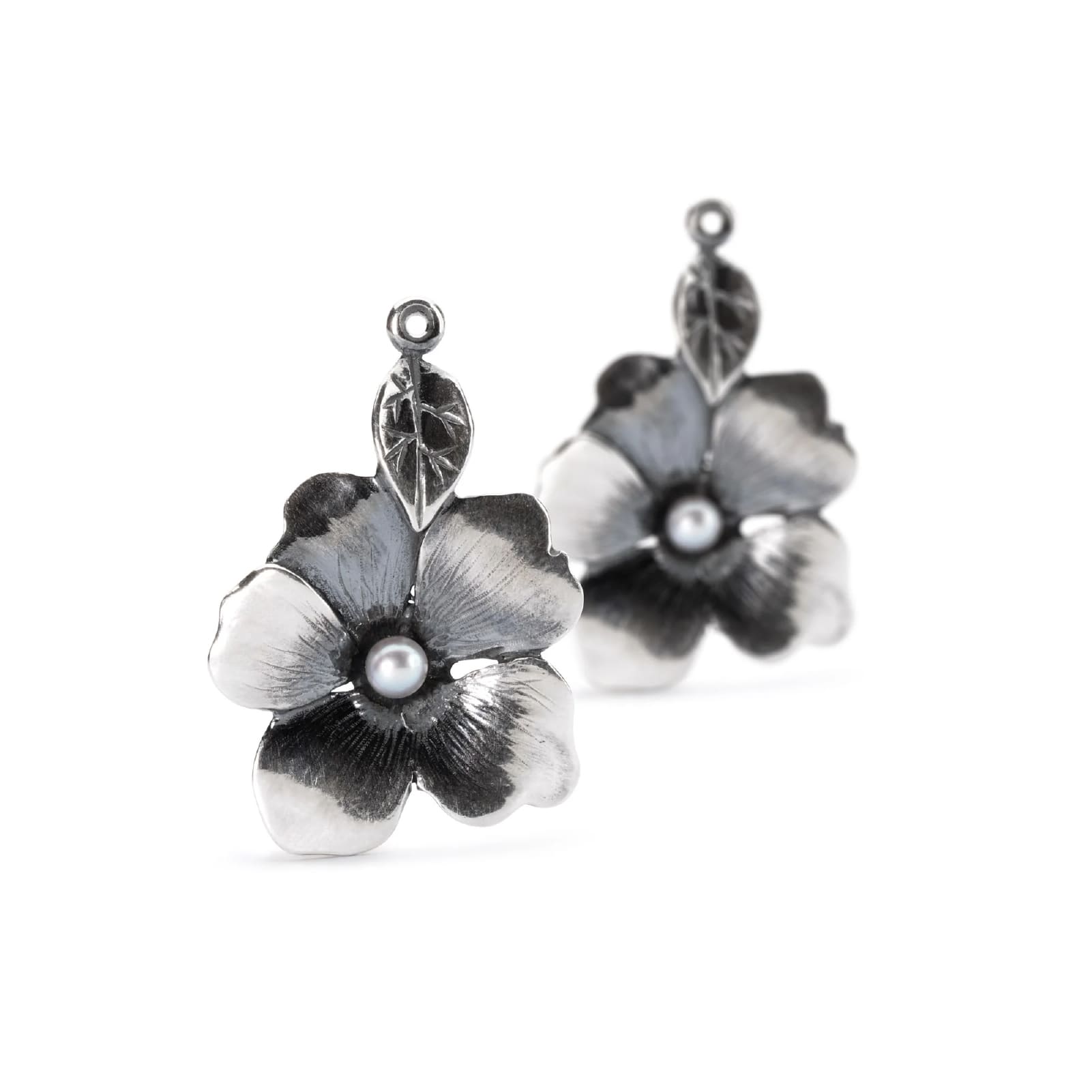 Beads per orecchini Trollbeads in argento con fiori e perle MISURA UNICA