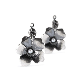 Beads per orecchini Trollbeads in argento con fiori e perle MISURA UNICA