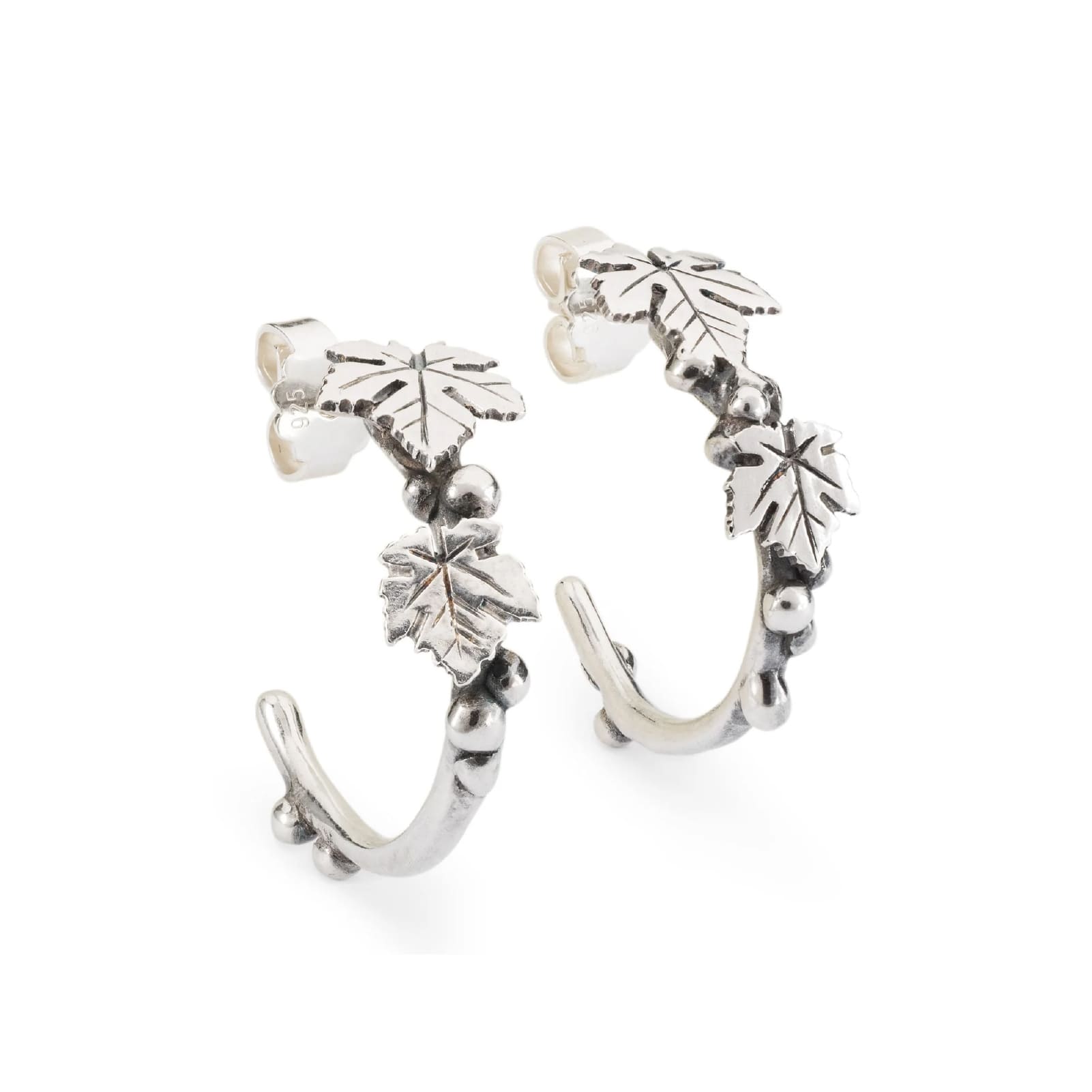 Orecchini a cerchio Trollbeads in argento con foglie MISURA UNICA