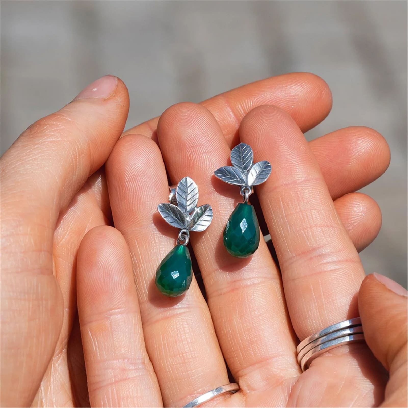 Orecchini Trollbeads in argento foglie della tranquillità MISURA UNICA