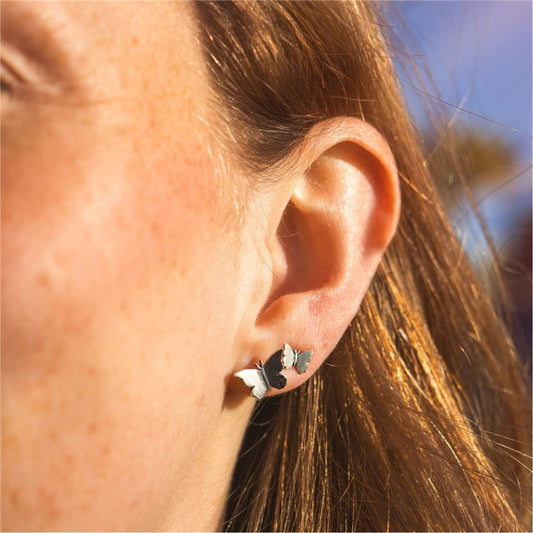 Orecchini a lobo Trollbeads in argento con ali di farfalla MISURA UNICA