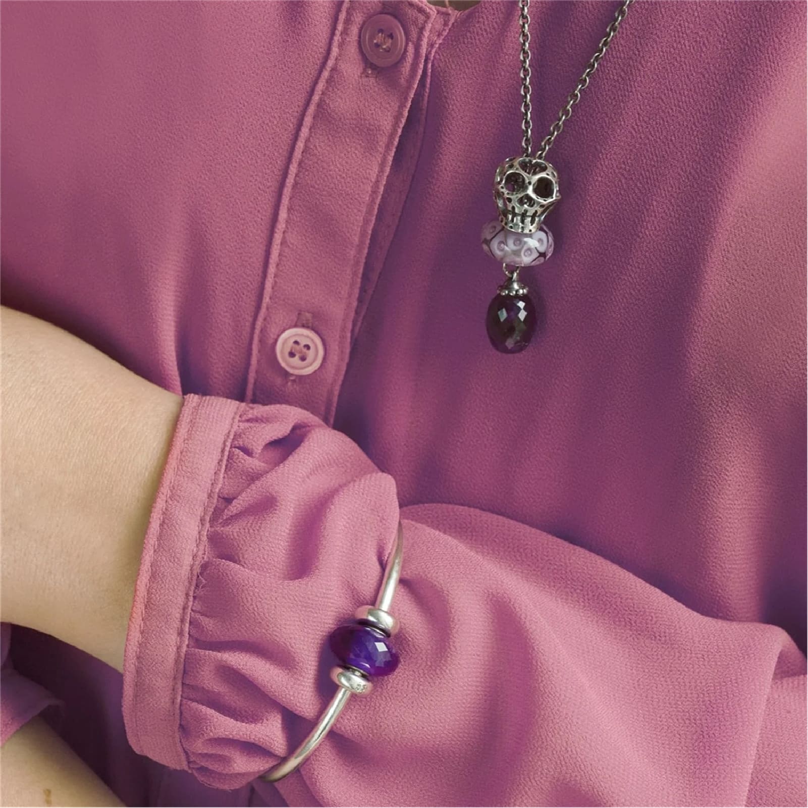 Collana 80 cm Trollbeads in argento con onice nero MISURA UNICA