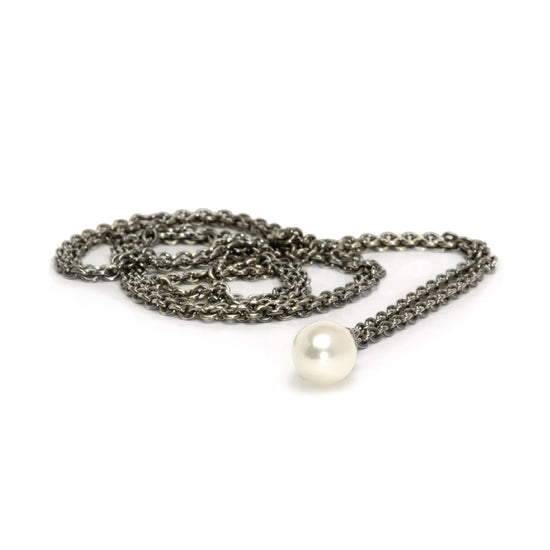 Collana 80 cm Trollbeads in argento con perla finale MISURA UNICA