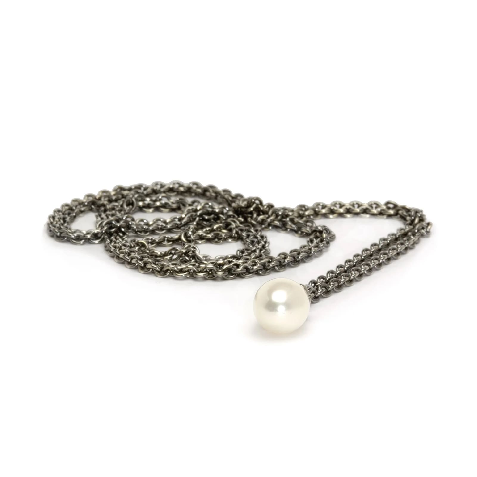 Collana 100 cm Trollbeads in argento con perla finale MISURA UNICA