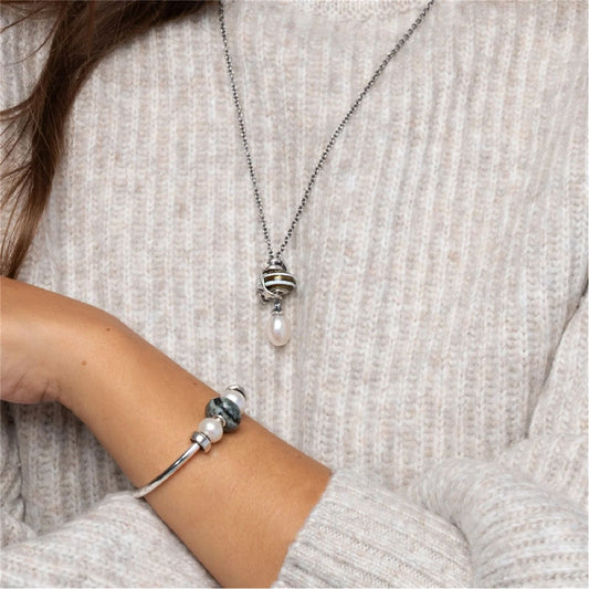 Collana 100 cm Trollbeads in argento con perla finale MISURA UNICA