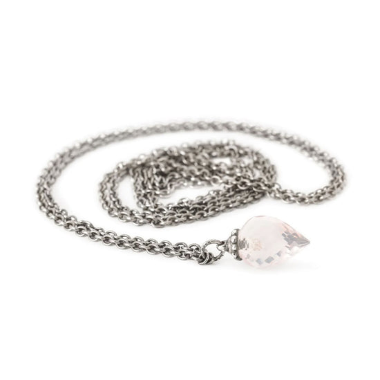 Collana 80 cm Trollbeads in argento con quarzo rosa MISURA UNICA
