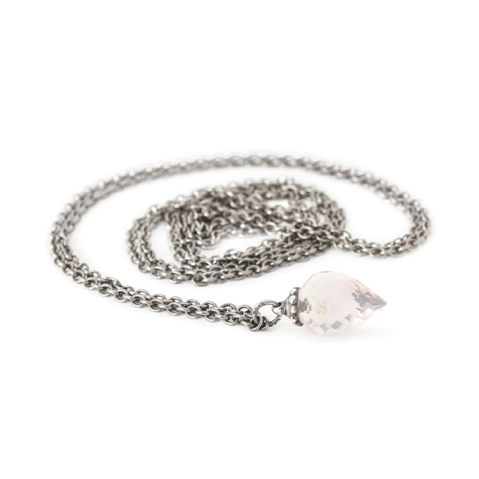 Collana 90 cm Trollbeads in argento con quarzo rosa MISURA UNICA