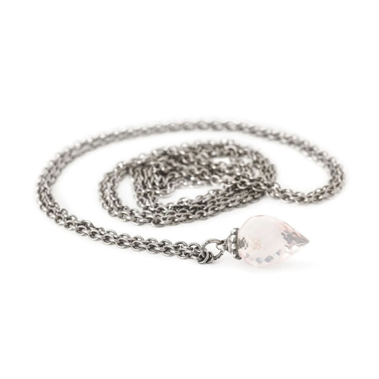 Collana 100 cm Trollbeads in argento con quarzo rosa MISURA UNICA