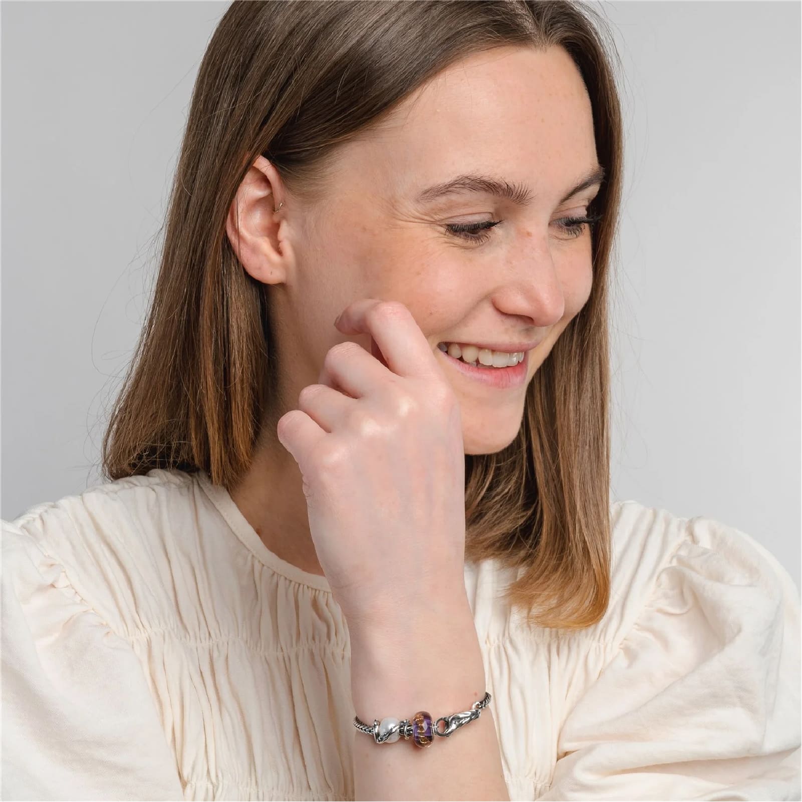 Chiusura moschettone Trollbeads con intrecci in argento MISURA UNICA