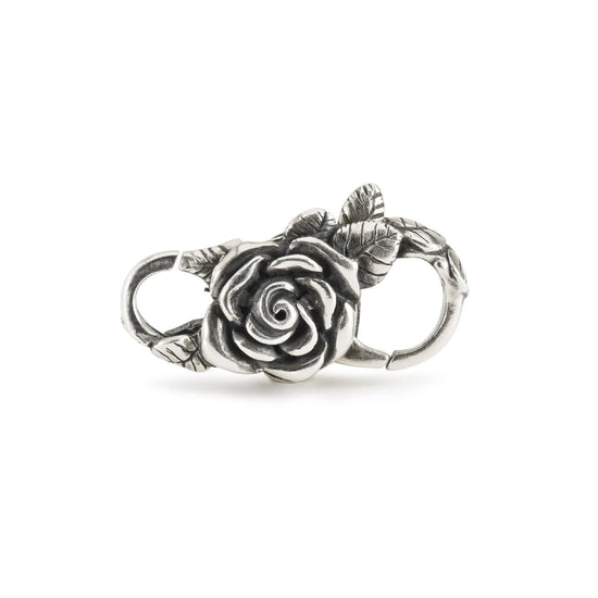 Chiusura moschettone Trollbeads con rosa in argento MISURA UNICA
