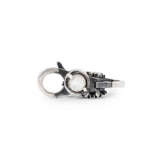 Chiusura moschettone Trollbeads con perla delle nevi MISURA UNICA